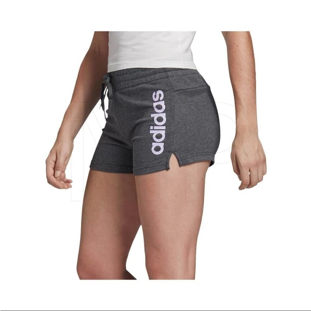 Adidas Essentials Linear Logo French Terry Shorts Pink & Grey